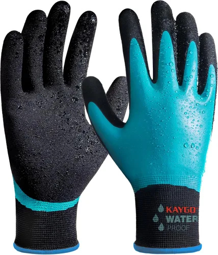 Miniatura 9 de KAYGO Guantes de trabajo impermeables para hombres y mujeres, guantes de trabajo recubiertos de goma antideslizantes para jardín, construcción al