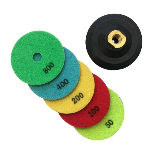 Miniatura 6 de Juego de almohadillas de pulido de piedra seca de 4 pulgadas (grano 50, 100, 200, 400, 800) - para encimeras de granito, mármol y hormigón