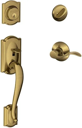 Miniatura 12 de Schlage F60 V CAM 716 ACC - Juego de manijas para puerta de entrada con manija Accent, diseño Camelot, cerradura de entrada con llave de lado único