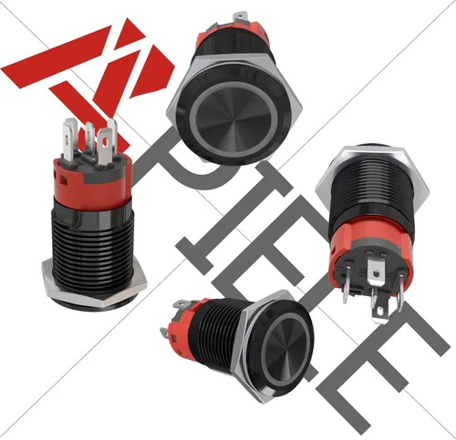 Miniatura 3 de APIELE - Interruptor de botón de encendido de pestillo de 16mm, 12 V CC, carcasa negra con cabeza de ojo de ángel LED para orificio de montaje