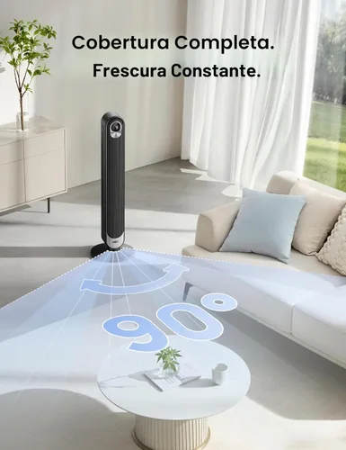 Miniatura 6 de DREO Ventilador de torre para dormitorio, 28 pies/s, ventilador oscilante silencioso sin aspas de 20 dB con control remoto, 9 velocidades, 4 modos