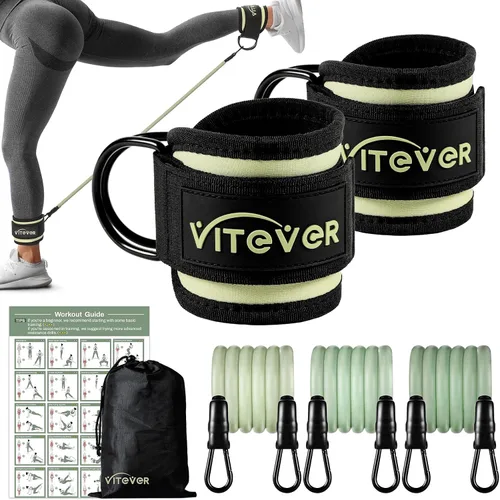 VITEVER Bandas de Resistencia para Tobillo con Puños para Mujeres, Equipo de Entrenamiento de Piernas, Glúteos y Trasero para Gimnasio en Casa,