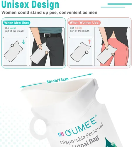 Miniatura 7 de OUMEE 850ML Emergency Disposable Urinal Bags, 8/12/20/28 Pcs Camping Pee Bags Unisex Urine Bag Vomit Bag for Travel Traffic Jam Portable Toilet Bag