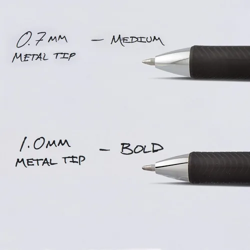 Miniatura 6 de Pentel EnerGel RTX - Bolígrafo de gel líquido retráctil, línea gruesa, punta de metal, tinta negra, paquete de 3 unidades (BL80BP3A)
