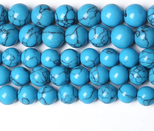 Miniatura 36 de 4MM 86 piezas cuentas sueltas de calcedonia azul aguamarina para hacer joyas, pulseras, collares Aguamarina azul