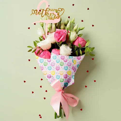 Miniatura 3 de Ywdbzjhs 10 hojas de papel de regalo de corazón para conversación del día de la madre, no se enrolla, 19.7 x 27.6 pulgadas, patrones románticos