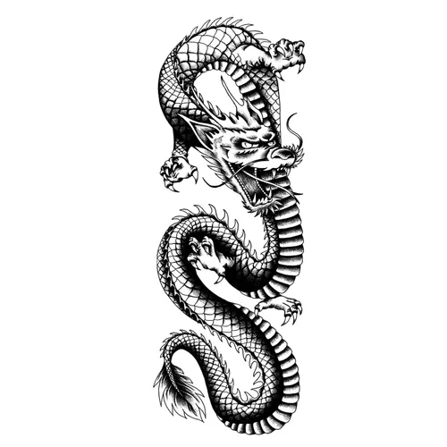 2 tatuajes temporales de dragón, chinos, grandes, para adultos, diseño tribal para hombres woemen, aspecto realista de Halloween