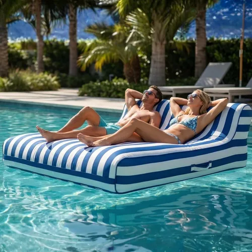 Tapizado grande doble, 2 personas elegante flotador de piscina reclinable, silla flotante extra grande y respaldo, lago resistente, playa, tubo