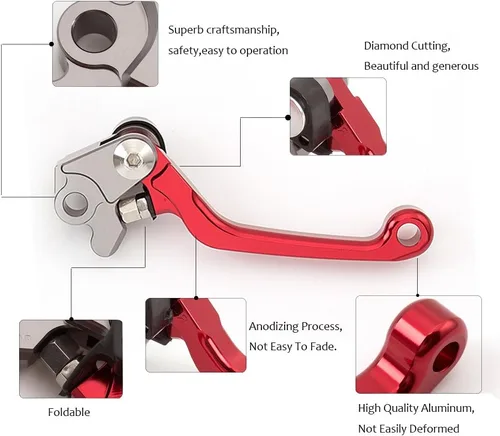 Miniatura 4 de Palancas de embrague y freno pivotantes para Dirt Bike CRF125F CRF 125 F 125FB 2020 2021 2022 2023 2024 2025 CNC plegables en rojo