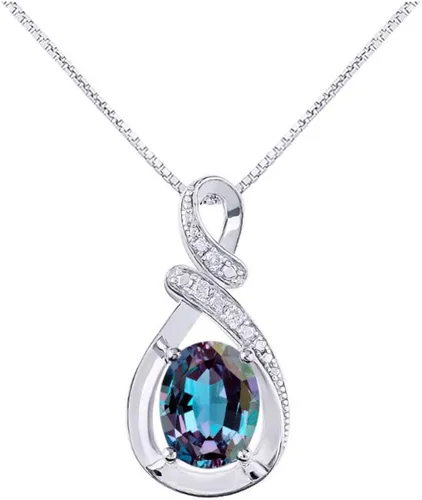 Rylos Collares para mujer collar de plata 925 diseño clásico piedras preciosas y diamantes auténticos con cadena de 18 pulgadas piedra natal de 0354