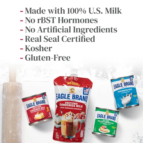 Miniatura 6 de Eagle Brand Leche condensada endulzada de 14 onzas, ideal para flan, cocinar, hornear, bebidas, postres, helados, sin ingredientes artificiales, sin