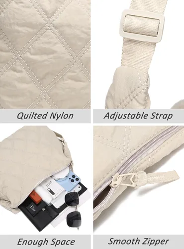 Miniatura 4 de YIKOEE Bolso cruzado de nailon acolchado para mujer, bolsa ligera acolchada