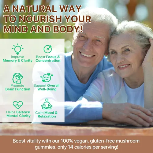 Miniatura 3 de Gomitas de hongos para adultos, suplemento de hongos 10x, energía, concentración, apoyo al estado de ánimo y cognitivo, vegano, inmunológico, apoyo