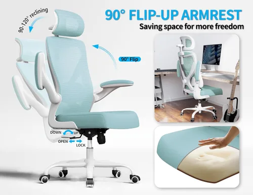 Miniatura 3 de Silla de oficina ergonómica con soporte para el respaldo, silla ergonómica para computadora, sillas de escritorio de oficina en casa, asiento ancho
