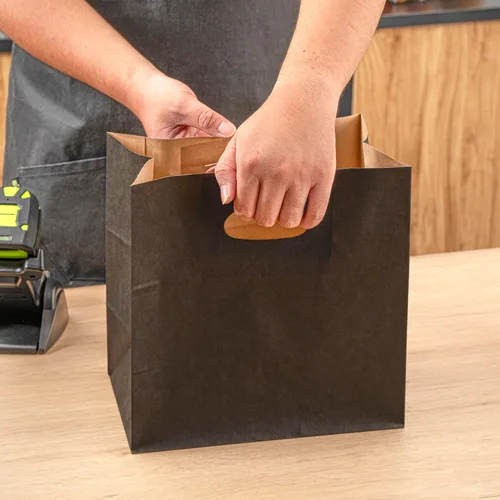 Miniatura 5 de Bag Tek Rectangle Paper Take Out Bag - with Handles - 11" x 7" x 11" - 100 count box