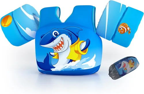 Miniatura 6 de REALIKE Chaleco de natación para niños pequeños, flotadores, ayudas de natación con arnés de hombro, alas de brazo para niños/bebés/bebé, playa