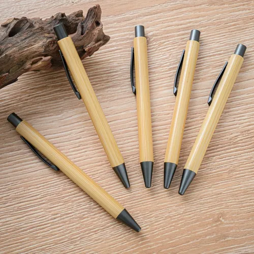 Miniatura 2 de Gullor Bolígrafo retráctil de bambú natural, bolígrafos sostenibles para escribir diario, suministros de oficina, bolígrafos ecológicos, 5