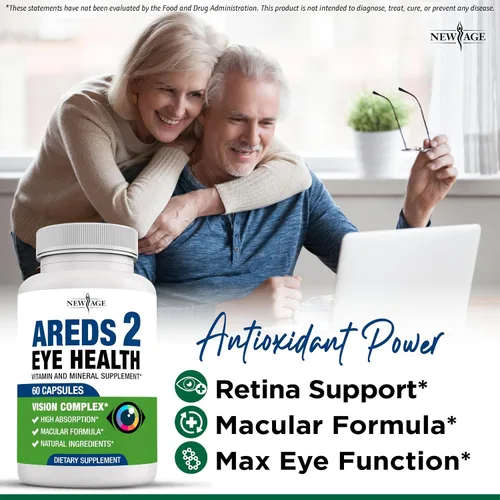 Miniatura 2 de NEW AGE AREDS 2 Vitaminas para los ojos, luteína, zeaxantina, arándano, suplemento mineral para la visión astaxantina, 60