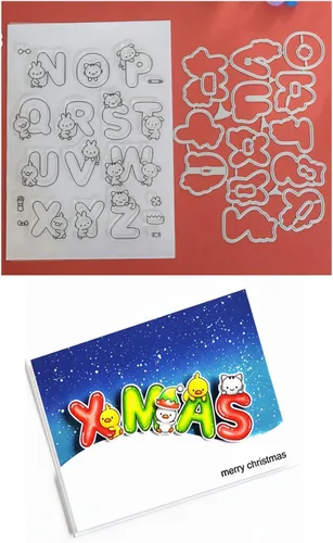 Juego de sellos y troqueles transparentes de letras de animales para hacer tarjetas, plantillas cortadas para álbumes de recortes, álbum de fotos,