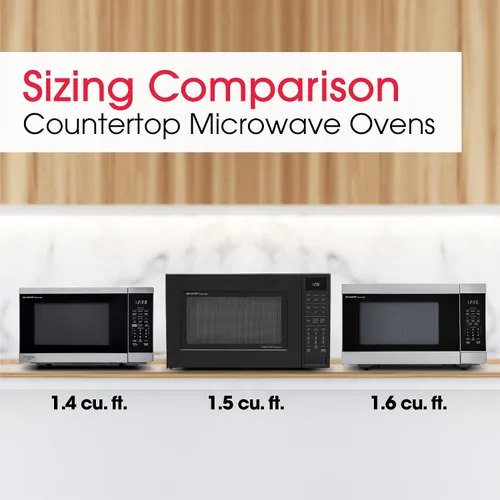 Miniatura 6 de SHARP Horno microondas para encimera con plato giratorio extraíble de 13.6 pulgadas, 1100 vatios, 1.6 pies cúbicos, acero inoxidable