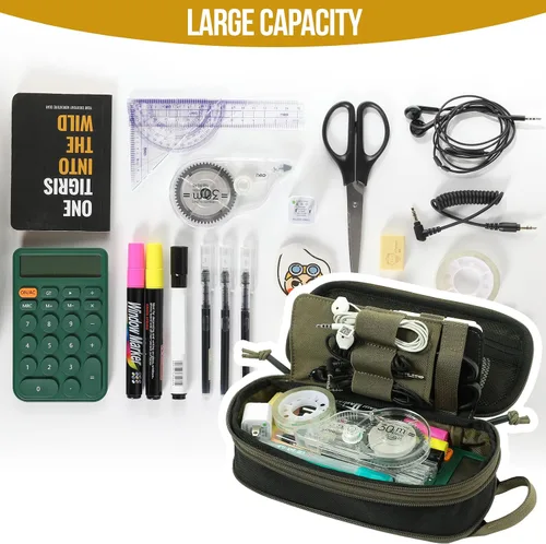 Miniatura 4 de ONETIGRIS Estuche para lápices para niños, estuche para niños, suministros de oficina, papelería, cremallera, multiranura, gran capacidad