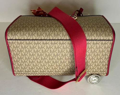 Miniatura 5 de Michael Kors Travel MD - Bolsa de lona con gancho para bolso Michael Kors y bufanda delgada, Rosa Carmín, Duffle