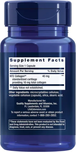 Miniatura 2 de Life Extension NT2 Collagen™, suplemento de salud articular para comodidad y movilidad de las articulaciones, sin gluten, sin OMG, 1 diario, 60