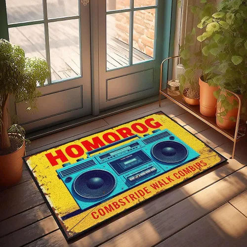 Felpudo vintage Boombox con texto llamativo. Felpudo para hombre, accesorios y decoración exterior (15.7 x 23.6 in)