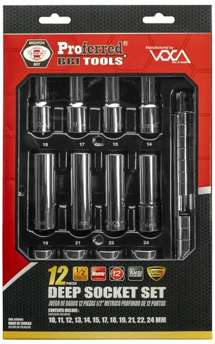 Miniatura 4 de Proferred S09201 Juego de llaves métricas estándar de 1/2", 15 piezas, 12 puntos