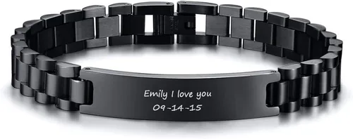 Miniatura 8 de VNOX - Pulsera de metal personalizada para parejas, joyería de metal y acero inoxidable, regalo para aniversario, 8.3 pulgadas