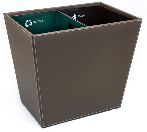 Miniatura 7 de Papelera de reciclaje, cuero sintético con revestimientos clasificados de fuego codificados de doble color. 14.25 "x 9.5" x 12" Negro