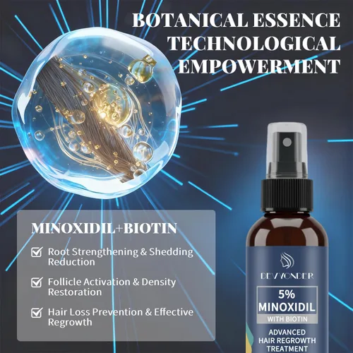 Miniatura 2 de Spray de minoxidil al 5% para hombres y mujeres, suero para el crecimiento del cabello con biotina para reducir la pérdida de cabello, estimular
