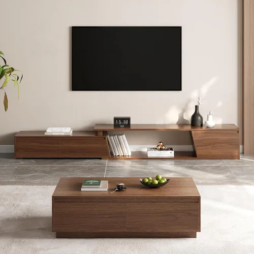 Miniatura 12 de homary Consola de TV extensible para sala de estar, centro de entretenimiento rectangular con 3 cajones, soporte de TV de hasta 110 pulgadas