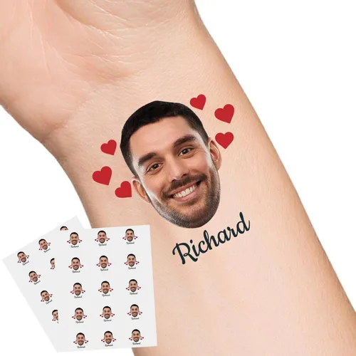 Miniatura 44 de Tatuajes temporales personalizados con texto de nombre, tatuaje temporal personalizado con logotipo fotográfico para adultos, parejas, mujeres