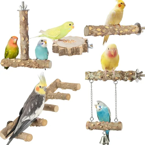 Miniatura 9 de Escalera de loro para pájaros, perca para jaula, puente de madera para pájaros, soportes para ejercicio, loro que escala, juguetes para masticar