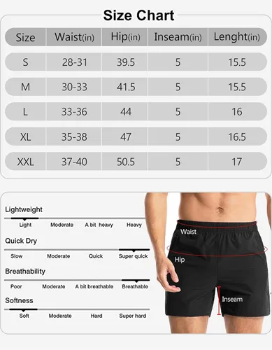 Miniatura 6 de Aolesy Pantalones cortos de gimnasio para hombre, de secado rápido, de 5 pulgadas, con bolsillos con cremallera, pantalones cortos deportivos