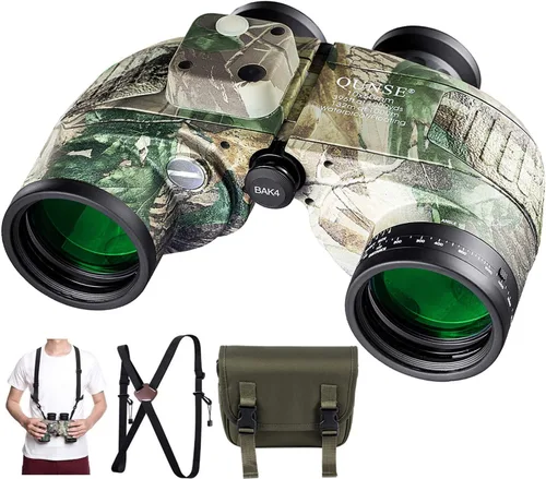Binoculares marinos 10 x 50 para adultos, impermeables con brújula telémetro, navegación de prisma BAK4, observación de aves y caza (camuflaje)