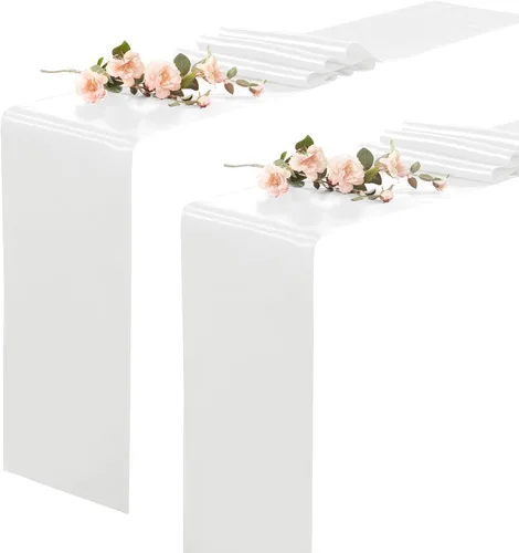 Miniatura 15 de Paquete de 2 caminos de mesa negros de 12 x 108 pulgadas, camino de mesa rectangular de seda satinada suave para bodas, banquetes, decoración