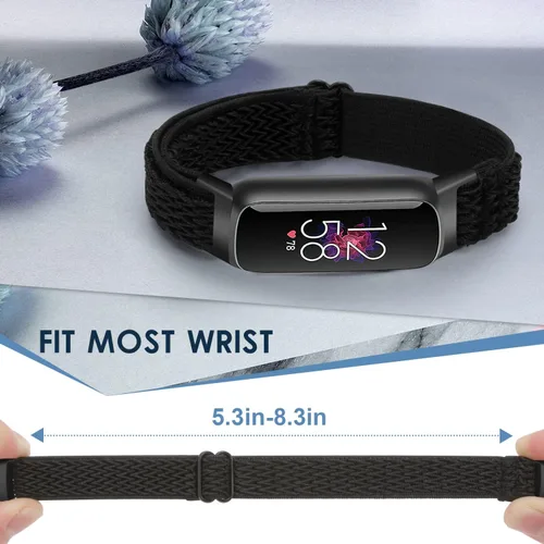 Miniatura 2 de Correa de reloj de nailon elástico ajustable compatible con Fitbit Luxe para mujeres y hombres, correa de repuesto elástica suave para Fitbit Luxe
