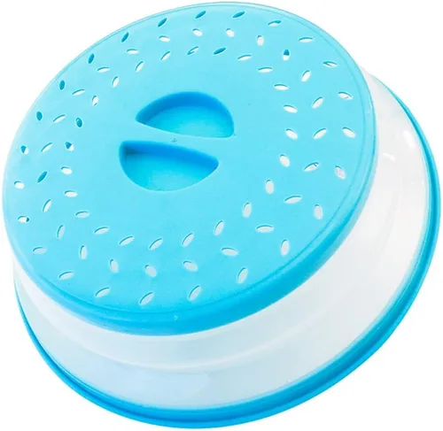 Cubierta plegable para salpicaduras de microondas de 10.5 pulgadas, apta para lavavajillas, cubierta de placa de microondas con ventilación de Azul