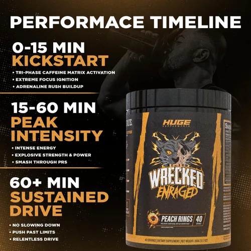 Miniatura 5 de Wrecked Enraged High Stim Pre Entrenamiento - Fórmula Extreme Hardcore para energía intensa, enfoque láser y máxima fuerza, potente matriz