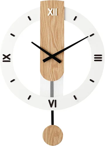 Miniatura 8 de Ergocar Reloj oscilante de madera, reloj colgante de madera con números romanos, adecuado para sala de estar, cocina, dormitorio, oficina