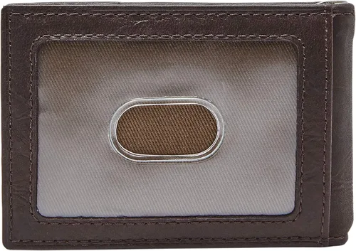 Miniatura 3 de Fossil Cartera de cuero delgada minimalista con clip para dinero plegable con bolsillo frontal para hombre
