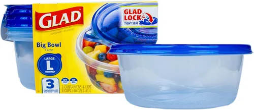 Miniatura 22 de Glad GladWare Entree - Recipientes de almacenamiento de alimentos con tapas, plástico cuadrado mediano sin BPA para preparación de comidas