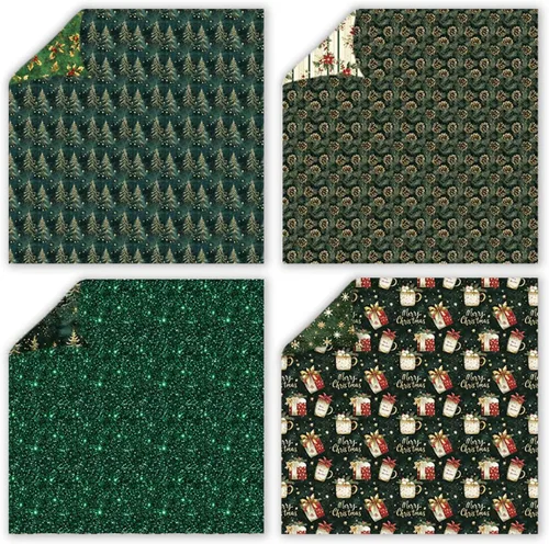 Miniatura 2 de Papel para álbum de recortes de Navidad 12 x 12 - Juego de 24 hojas de papel con patrón de Navidad e impresión por ambas caras, papel decorativo