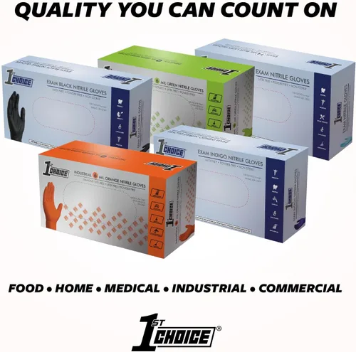 Miniatura 7 de 1st Choice Nitrile Gloves Disposable Latex-Free, Black, 5 Mil for Cooking, Cleaning, Automotive, Industrial, Food Prep, Home