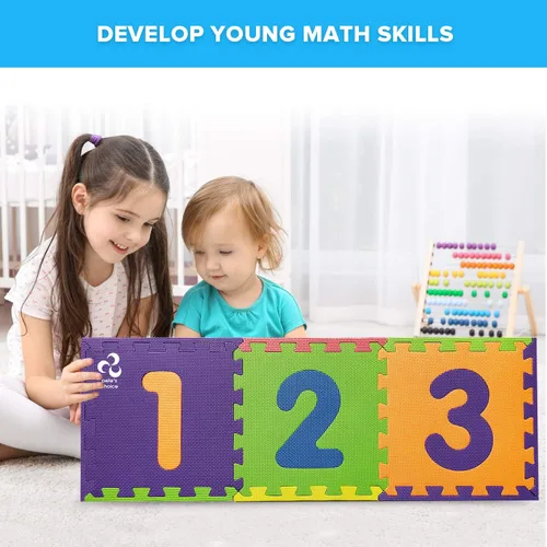 Miniatura 6 de Tapete seguro de números no tóxico, grueso y suave, de 0 a 9, 10 azulejos, aprendizaje temprano de matemáticas, los niños aprenden y juegan