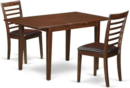 East West Furniture NOML3-MAH-LC - Juego de mesa de comedor de 3 piezas contiene una mesa de comedor rectangular con hoja de mariposa y 2 sillas