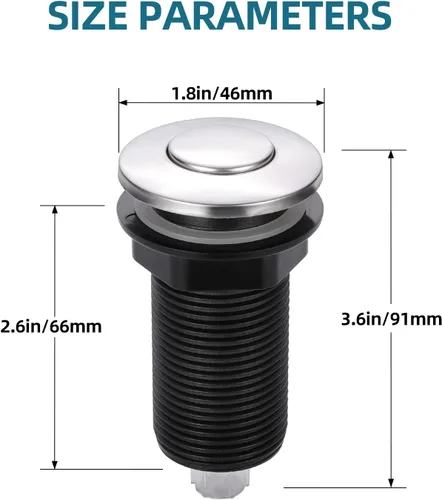 Miniatura 3 de RQYEKDO Interruptor de aire para eliminación de basura, parte superior de fregadero de cocina, acero inoxidable, níquel cepillado, largo, 2.5