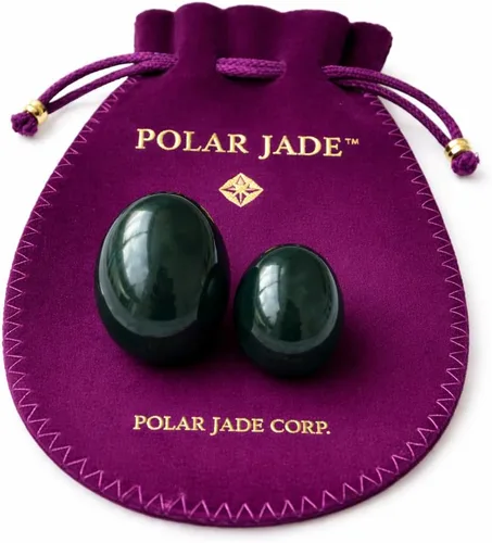 Miniatura 18 de Polar Jade Huevo de piedra hecho de jade nefrita, tamaño mediano (1.693x1.181 in), perforado, con cuerda sin encerar e instrucciones